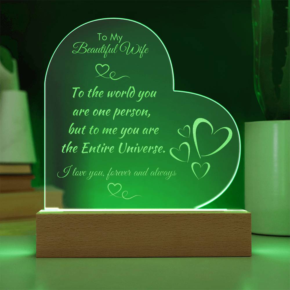 For Wife - Entire Universe Engraved Acrylic Plaque LED