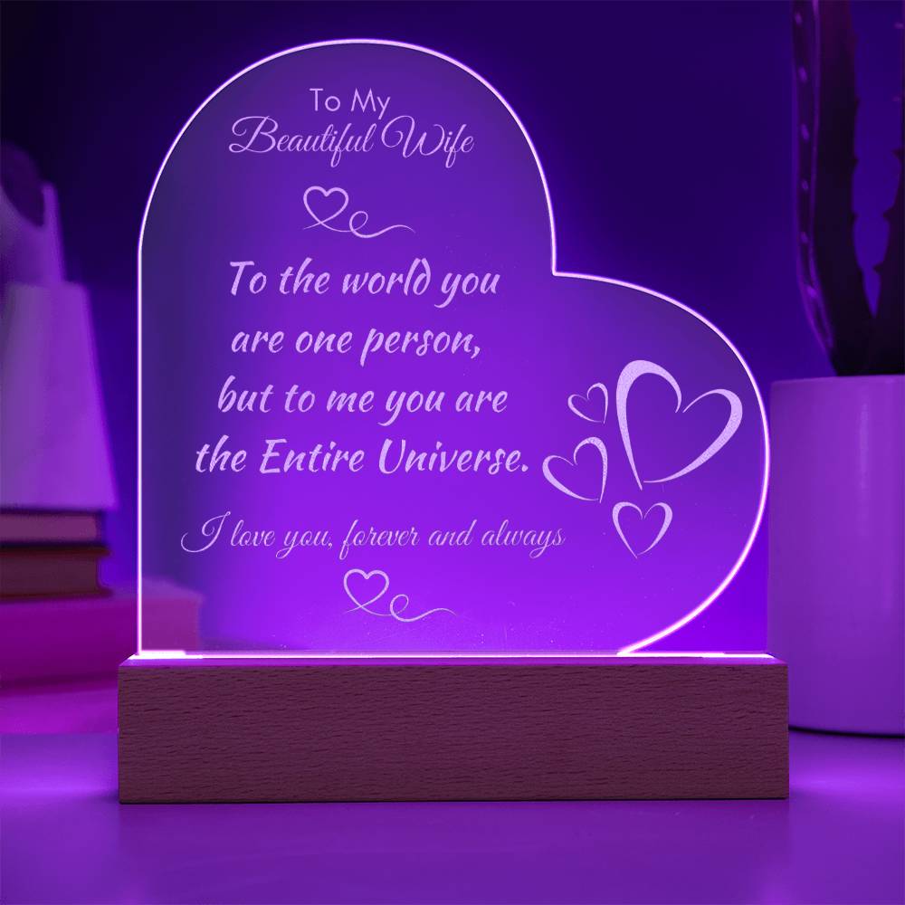 For Wife - Entire Universe Engraved Acrylic Plaque LED