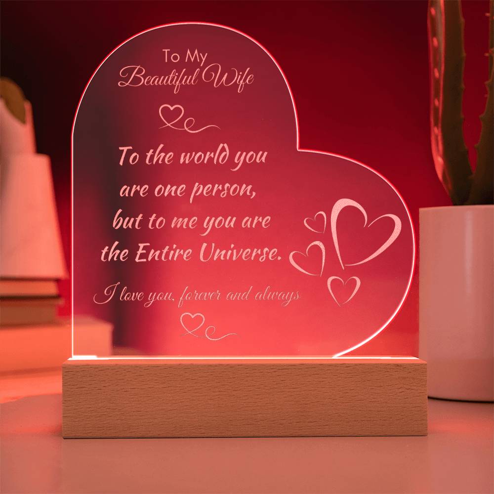 For Wife - Entire Universe Engraved Acrylic Plaque LED