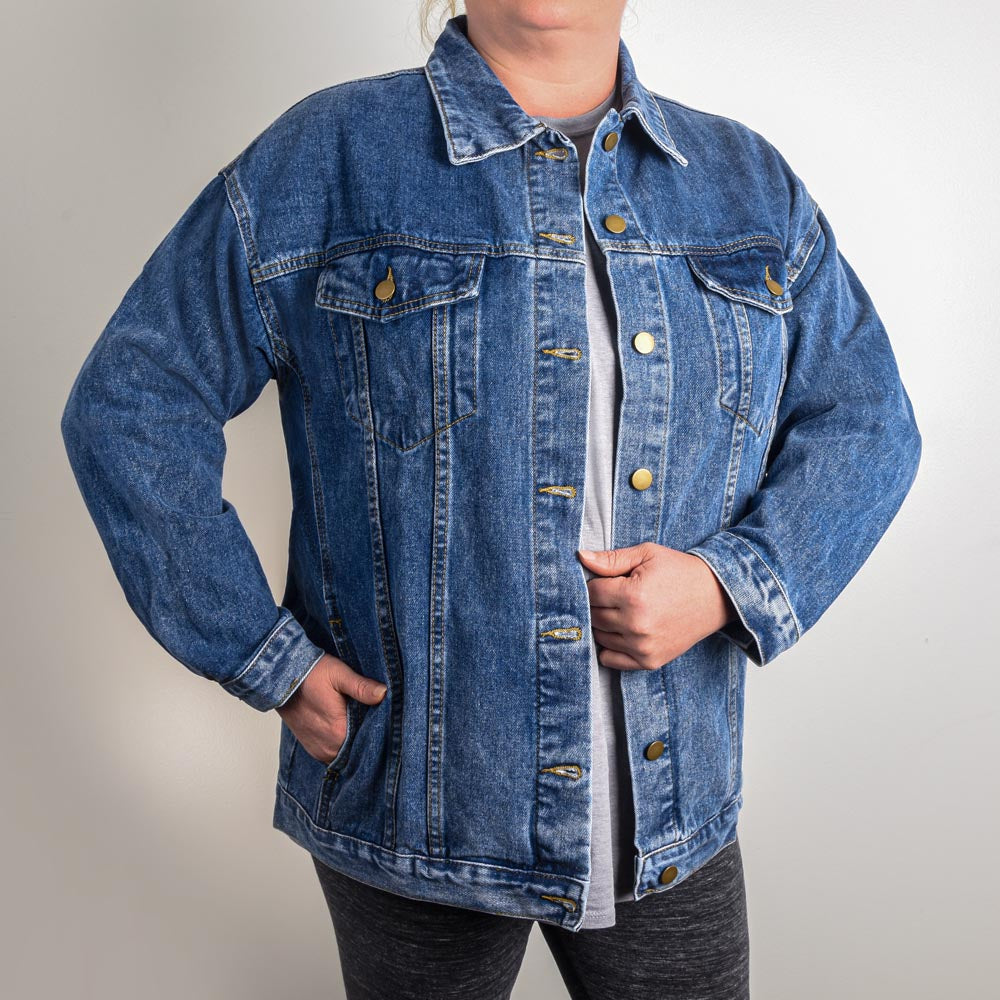 Denim Jacket for Women Mothers Day Best Mom In The World Pink/Blue