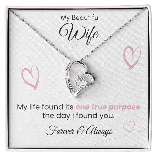 For Wife - One True Purpose Pink Heart Forever Love Necklace