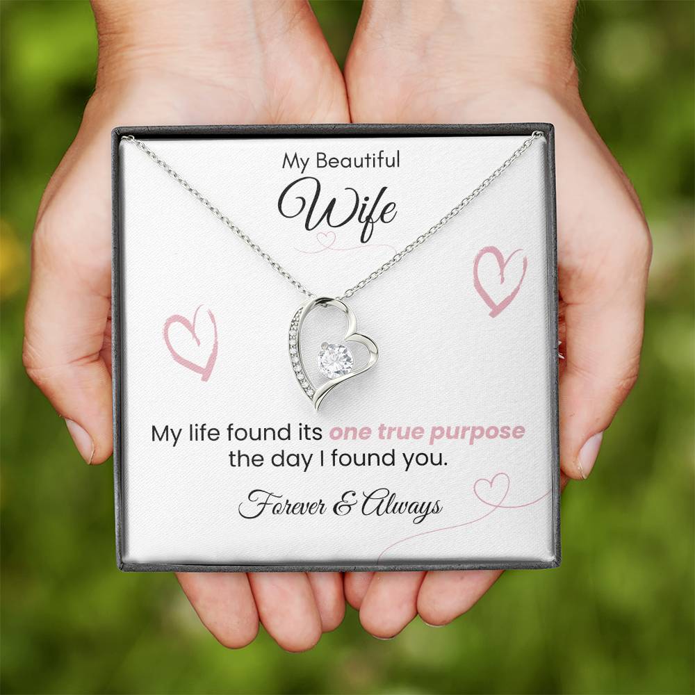 For Wife - One True Purpose Pink Heart Forever Love Necklace