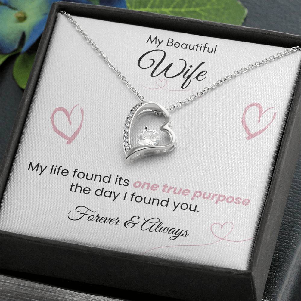 For Wife - One True Purpose Pink Heart Forever Love Necklace