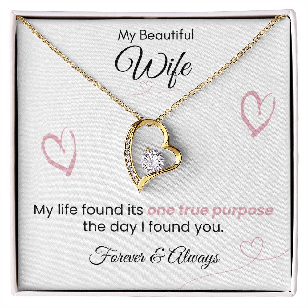 For Wife - One True Purpose Pink Heart Forever Love Necklace