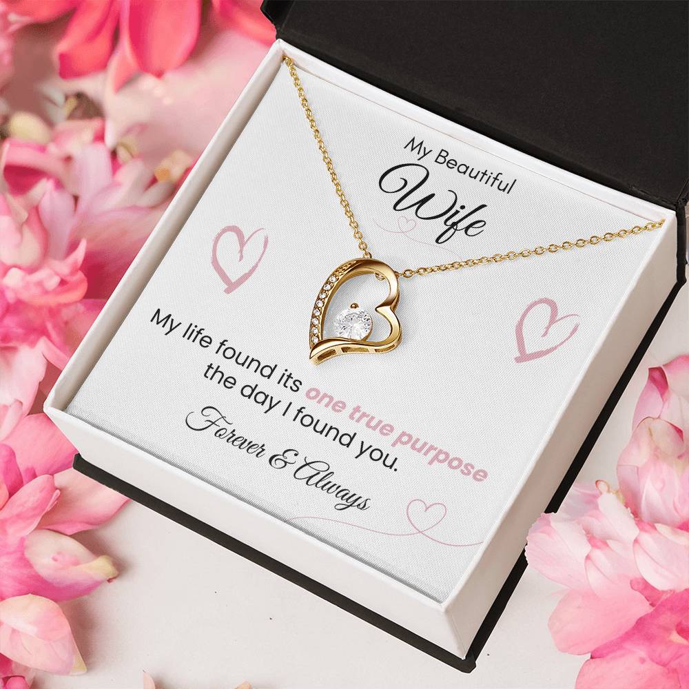 For Wife - One True Purpose Pink Heart Forever Love Necklace