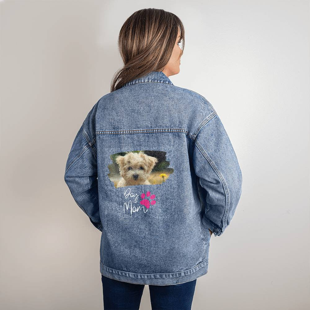 Dog Mom Custom Denim Jacket for Women - Stylish Custom Photo, Unique Mother's Day & Birthday Gift for Her